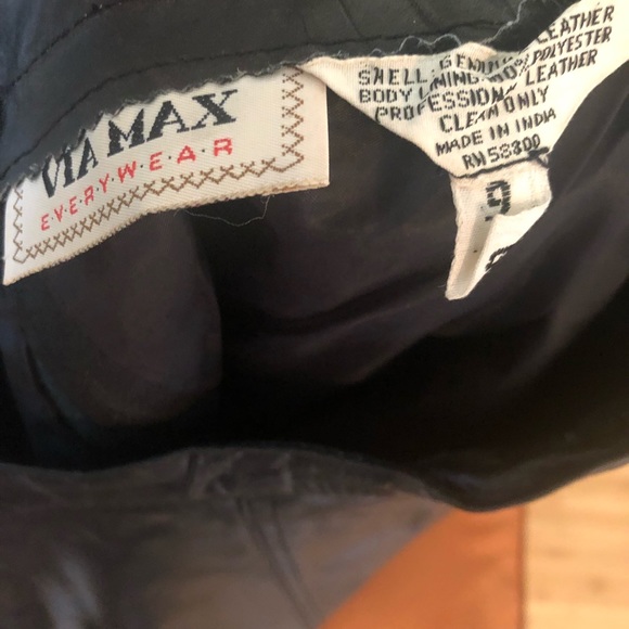 Vintage Via Mix Genuine Leather Black Skirt Size 9 - Picture 4 of 14